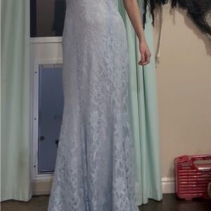 Morgan & Co. Light Blue Lace Maxi Dress